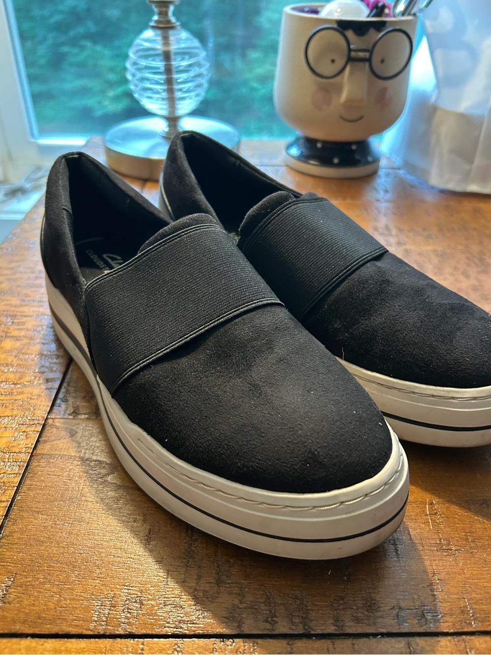 Women’s Black Suede Slip-On Platform Sneakers